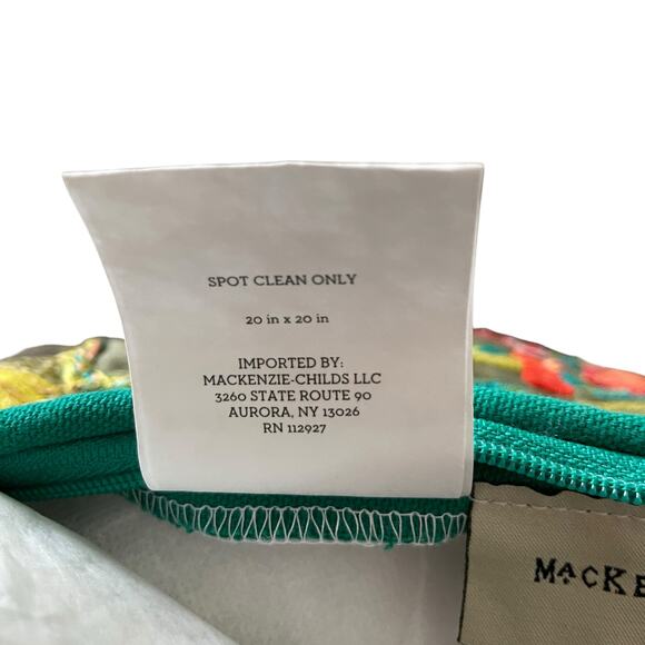 Mackenzie Childs Cockatiel Chartreuse Throw Pillow Brand New - Picture 13 of 16
